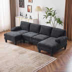 VINGLI 110 Sectional Couch U Shaped Sofa Set with Double Chaise Chenille Fabric
