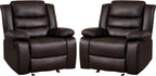 PrimeZone Oversized Rocker Recliner Chair Faux Leather Manual Reclining Brown