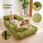 MAXYOYO L Shaped Folding Sofa Bed Convertible Sleeper with Pillow Armrest