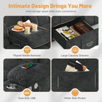 Dresegmt Loveseat Recliner Sofa 3 Seat Flip Backrest with Storage USB Cup Holders