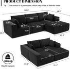 Weture 108" Modular Sectional Sofa Deep Seat Cloud L-Shape Couch with Chaise