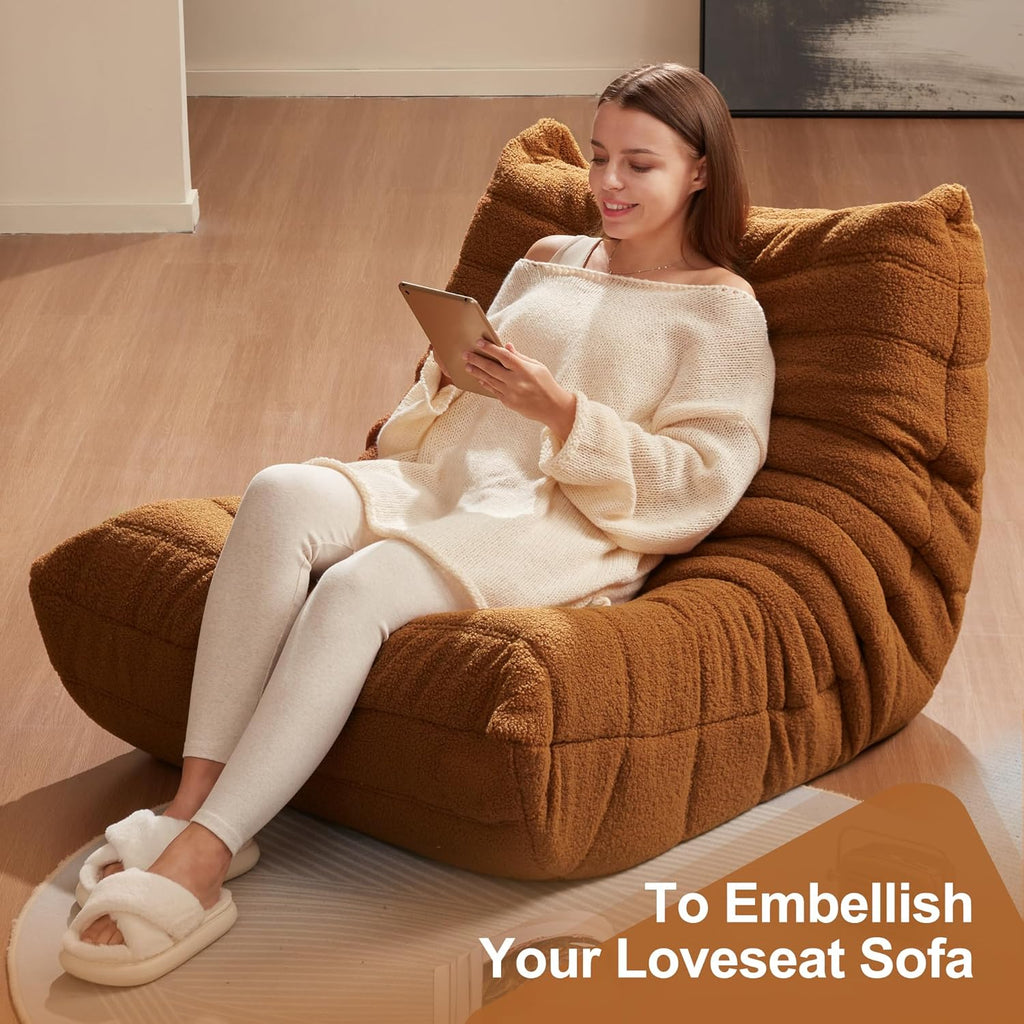 Hobestluk Giant Bean Bag Chair Memory Foam Faux Fur Sofa for Living Room