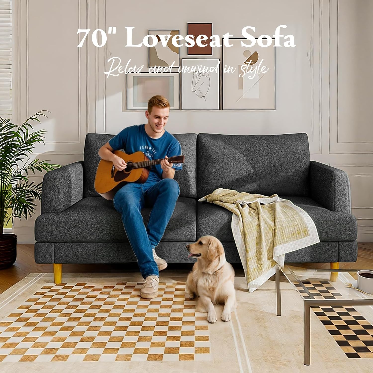 Loveseat Sofa Couch USB Ports 2 Seater Deep Seating Small Couch