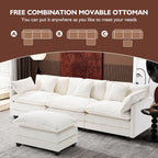 Ihanherry U Shaped Modular Cloud Sofa 5 Seat Chenille Sectional with Ottoman
