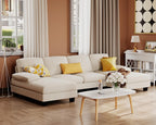 Furmax U-Shaped Sectional Sofa Couch 4 Seat Linen Fabric Double Chaise