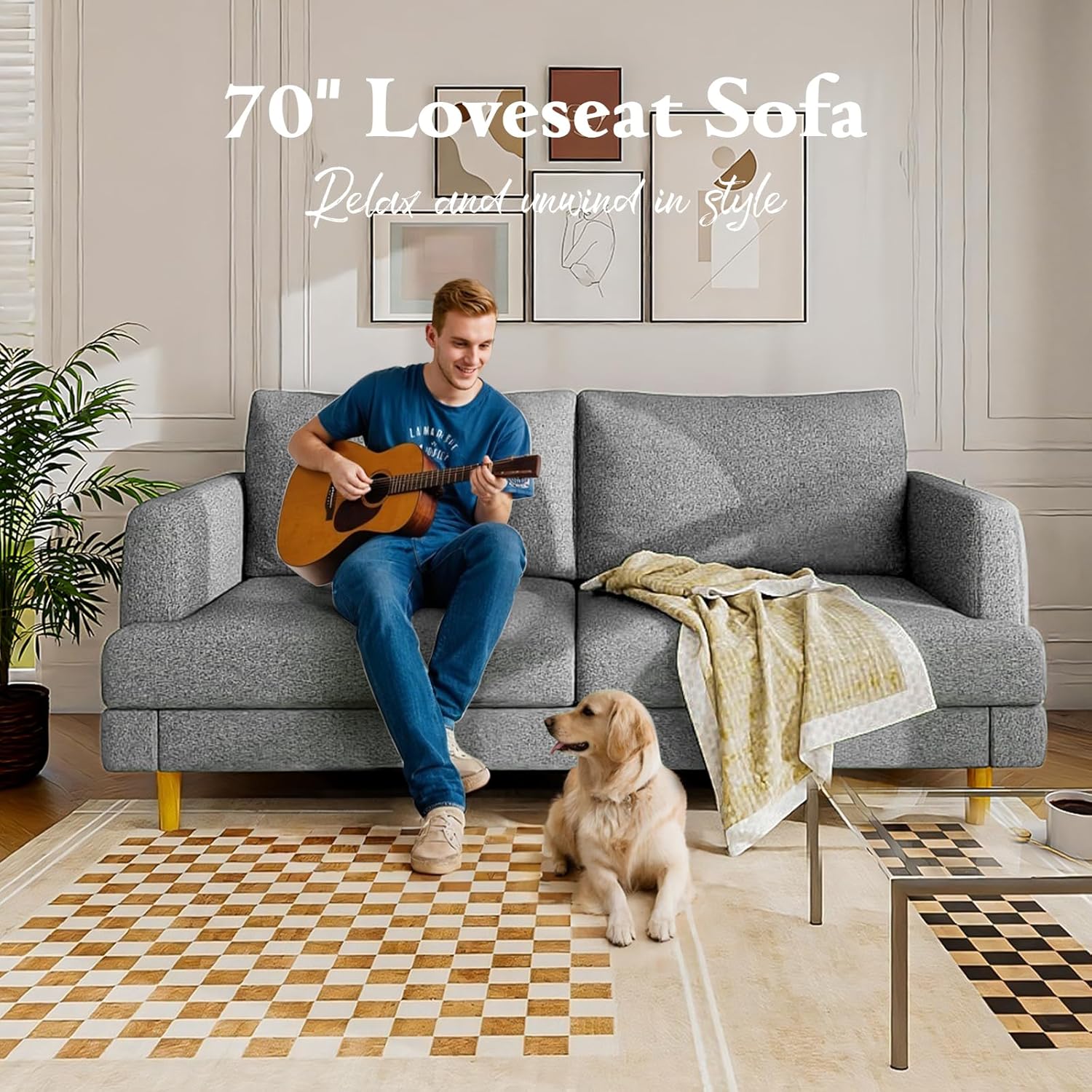 Loveseat Sofa Couch USB Ports 2 Seater Deep Seating Small Couch