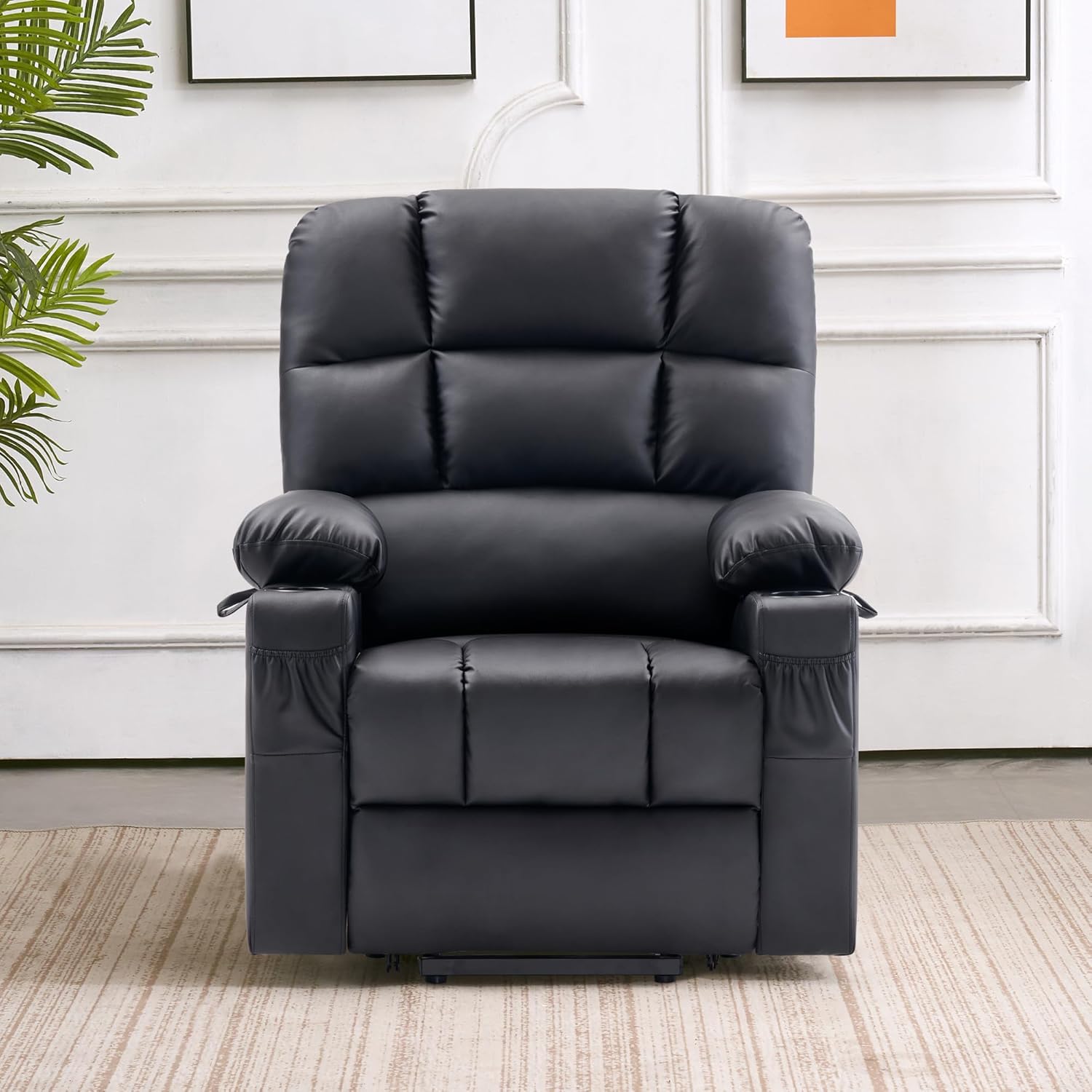 MCombo Large Power Lift Recliner Chair with Dual Motor Massage Heat Faux Leather