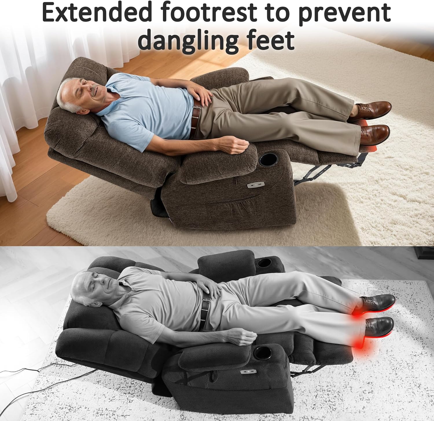 MCombo Power Lift Recliner Chair for Elderly with Extended Footrest Fabric