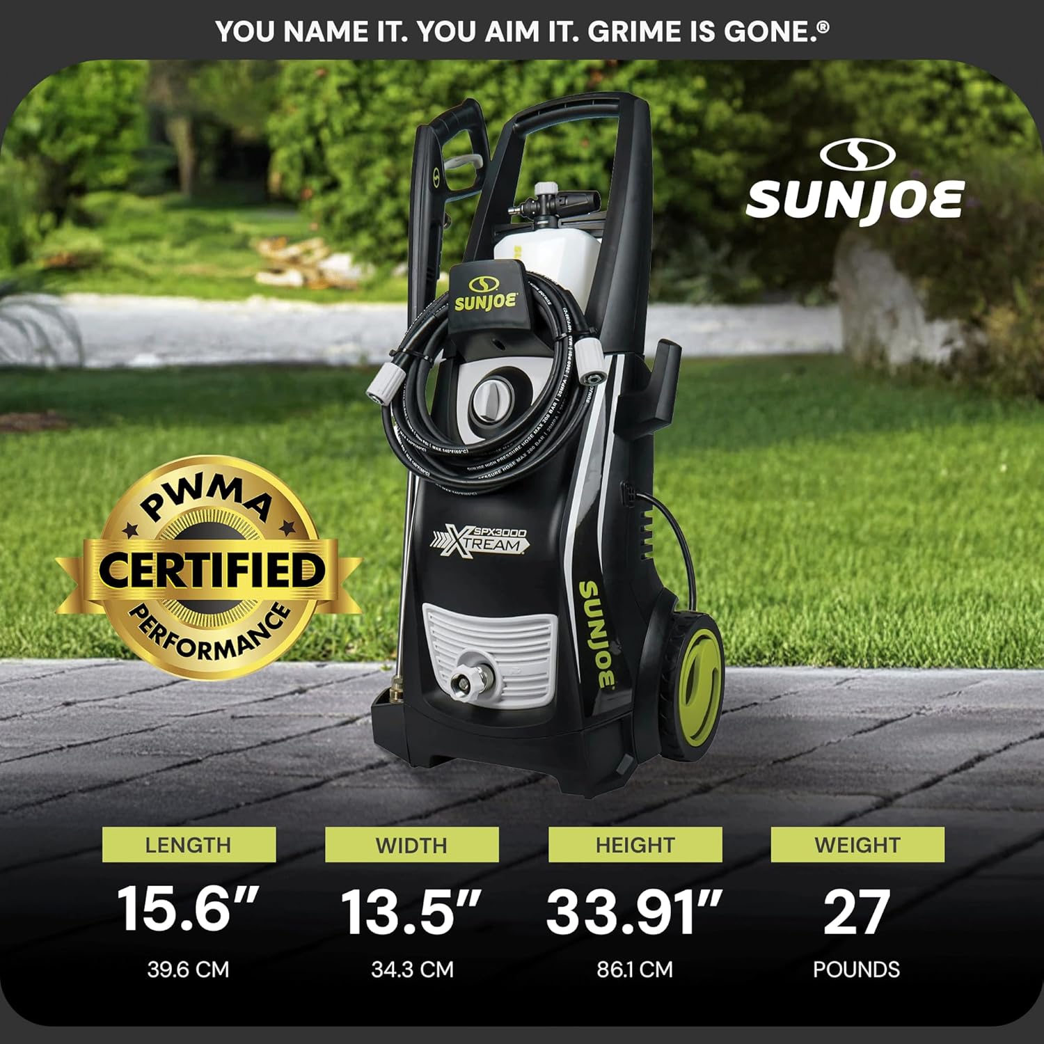 Sun Joe SPX3000 Electric Pressure Washer 2030 PSI 1.2 GPM with Dual Soap Tanks