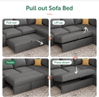 HONBAY Modular L Shaped Sectional Sleeper Sofa with Storage Pull Out Bed