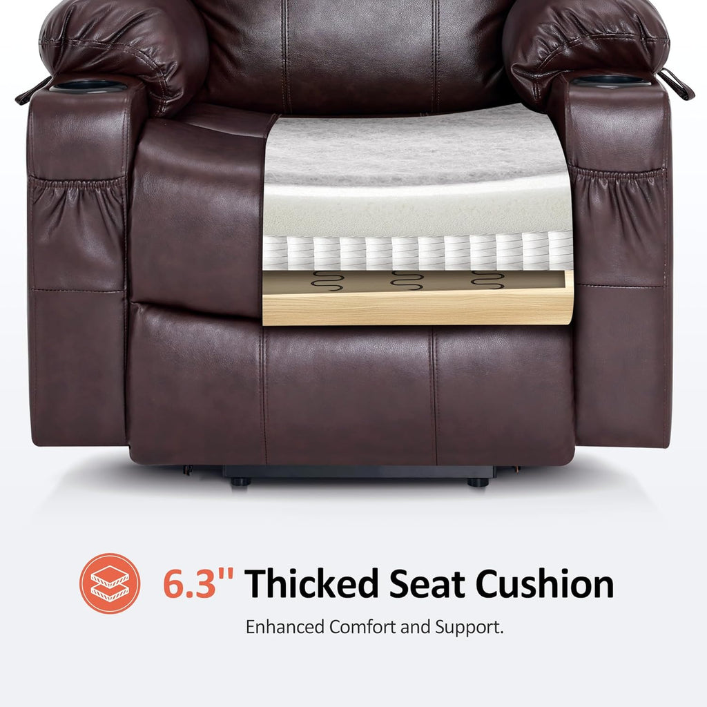 MCombo Electric Power Lift Recliner Massage Heat Chair for Elderly 3 Positions 2 Pockets USB