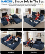 HANXIN Cloud Sectional Sofa L Shape Chaise Deep Seat Modular Living Room Couch