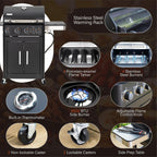 Sophia & William Charcoal and Gas Grill Combo with Side Burner Dual Fuel BBQ Grill