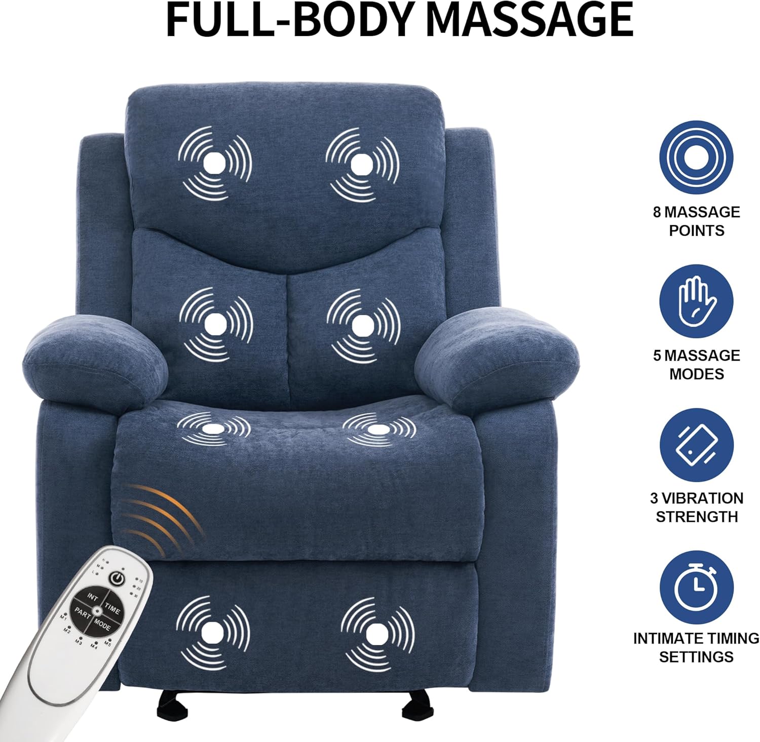 Sftaiyou Manual Rocker Recliner Chair Massage Fabric Overstuffed Soft Recliner