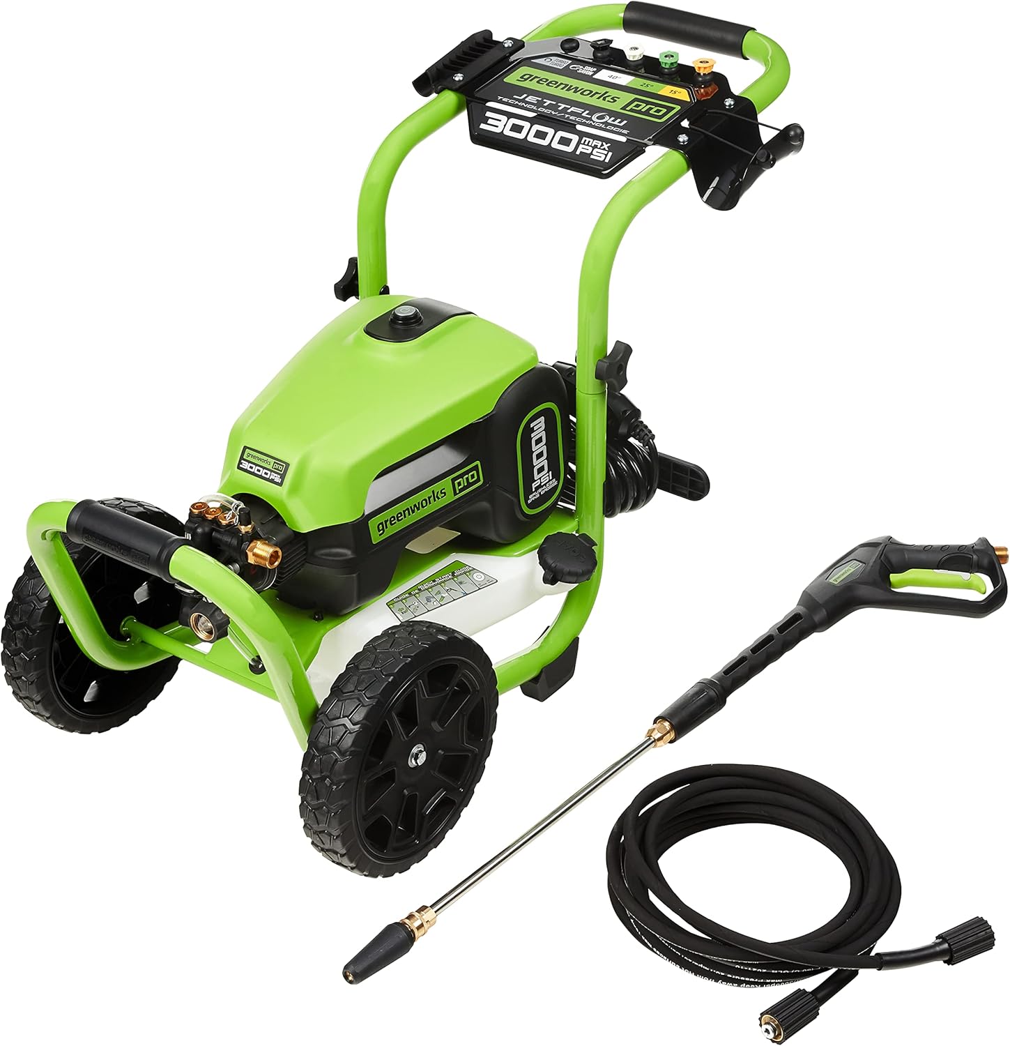 Greenworks 2000 PSI Electric Pressure Washer 13 Amp with Wheels 20 FT Hose 35 FT Cord