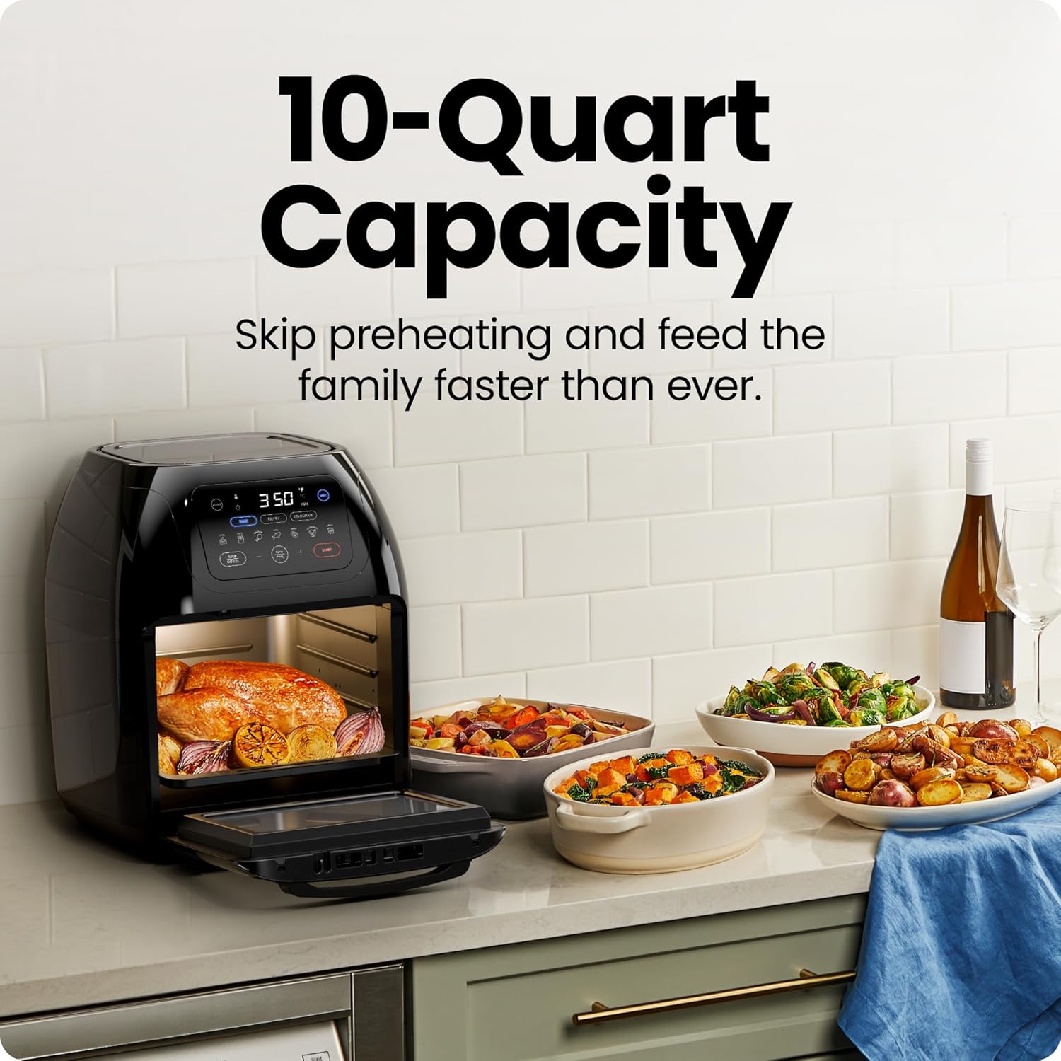 Chefman 12 Quart 6-in-1 Air Fryer Oven Digital Touchscreen 12 Presets Family Size