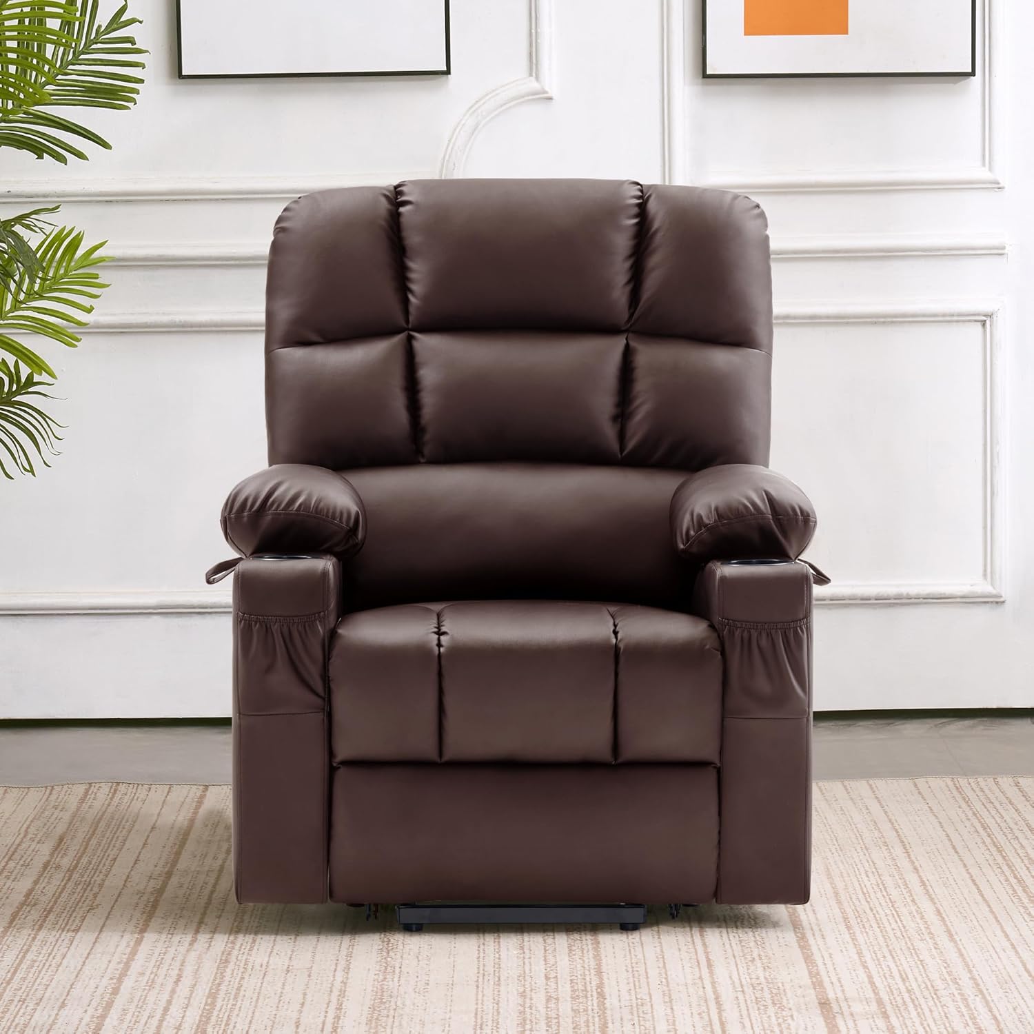 MCombo Large Power Lift Recliner Chair with Dual Motor Massage Heat Faux Leather