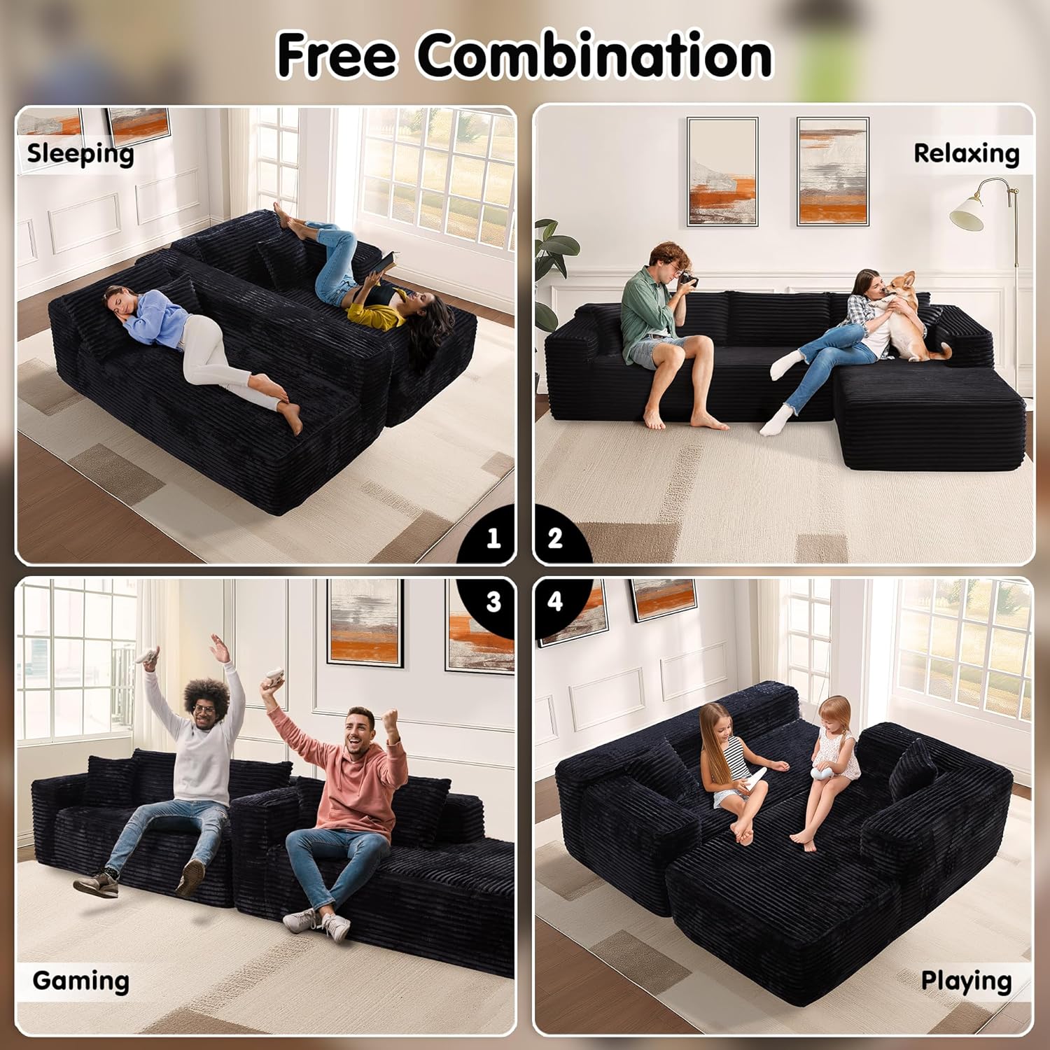 ovios Cloud Sectional Couch with L Shape Chaise Modern Modular Sofa