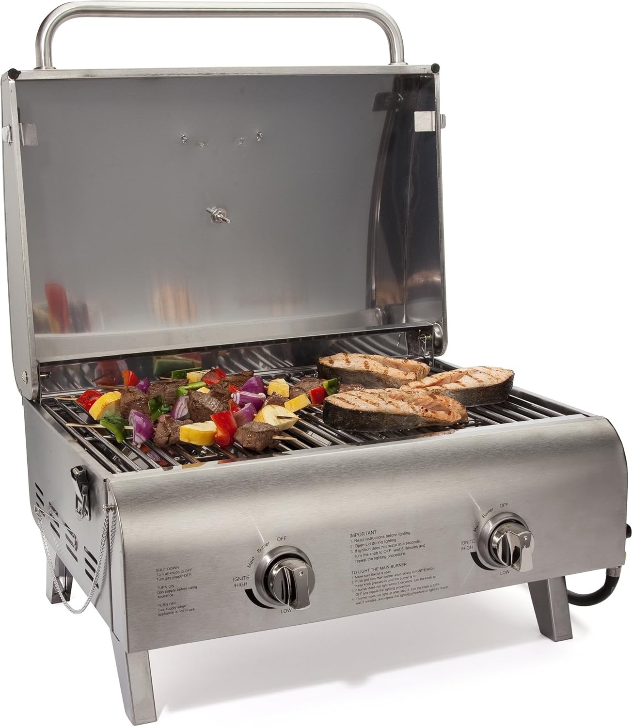 Cuisinart Portable Propane Gas Grill 2 Burner Stainless Steel Tabletop BBQ