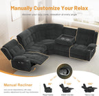 Dresegmt Loveseat Recliner Sofa 3 Seat Flip Backrest with Storage USB Cup Holders