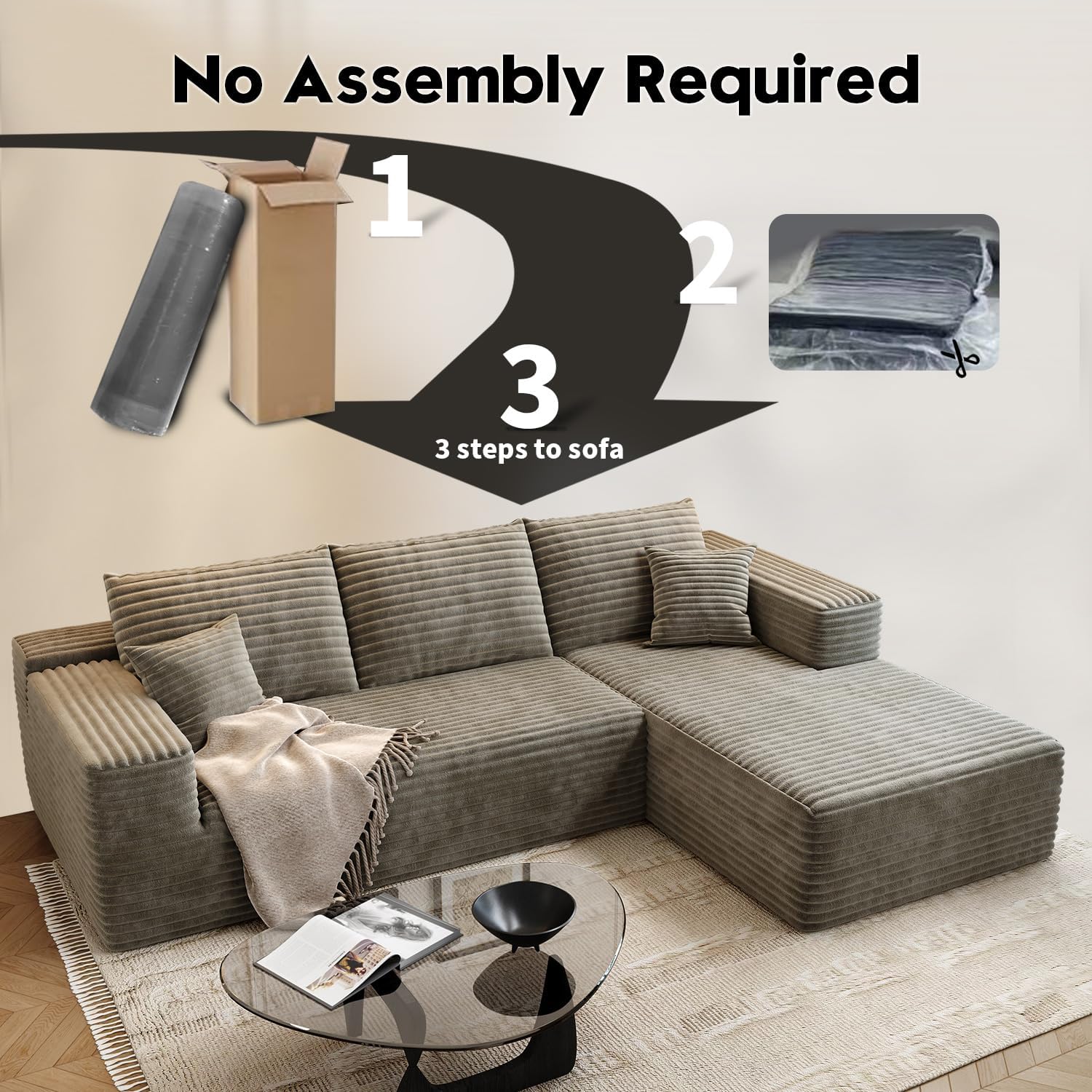 Settab Cloud Modular Sectional Sofa U Shaped Deep Seat Living Room Couch