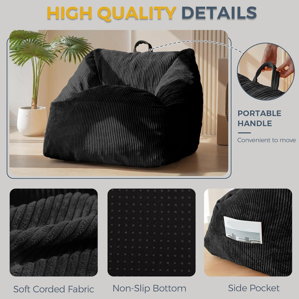 MAXYOYO Bean Bag Chair Floor Sofa with Handle and Pocket for Adults and Kids