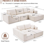 Weture 108" Modular Sectional Sofa Deep Seat Cloud L-Shape Couch with Chaise