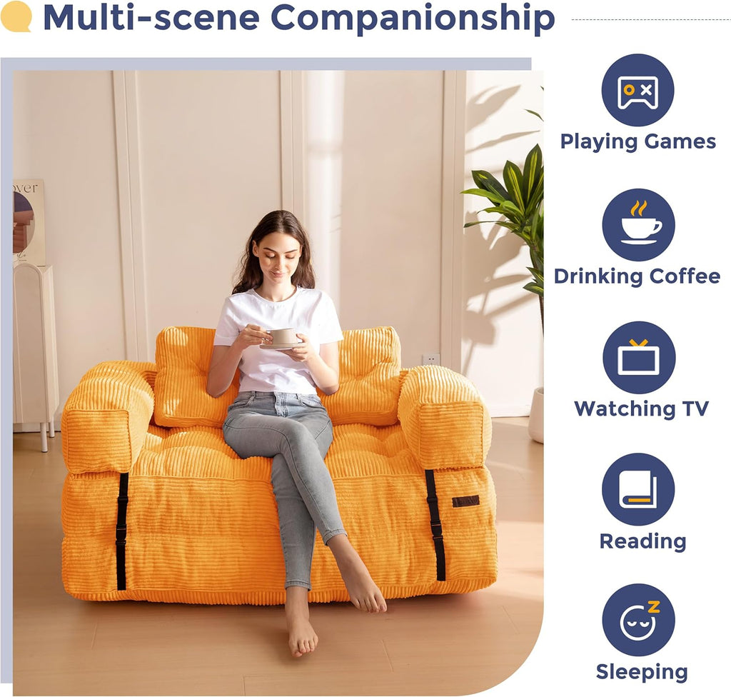MAXYOYO L Shaped Folding Sofa Bed Convertible Sleeper with Pillow Armrest