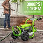 Greenworks 2000 PSI Electric Pressure Washer 13 Amp with Wheels 20 FT Hose 35 FT Cord