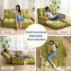 MAXYOYO Adjustable Floor Sofa Bed with Armrest Double Black Foldable Sleeper