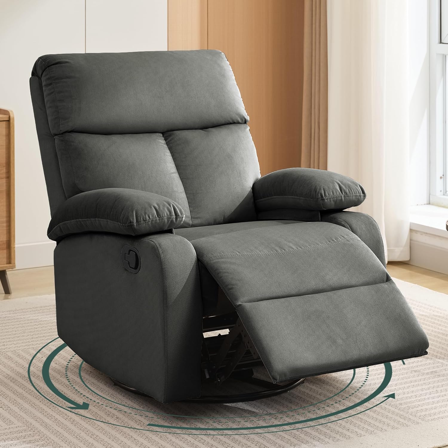 hzlagm Swivel Rocker Recliner Chair Small Space Rocking Recliner