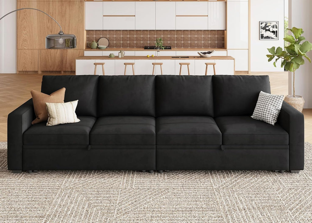 HONBAY Modular Sectional Sleeper Sofa L Shaped Couch with Pull Out Bed