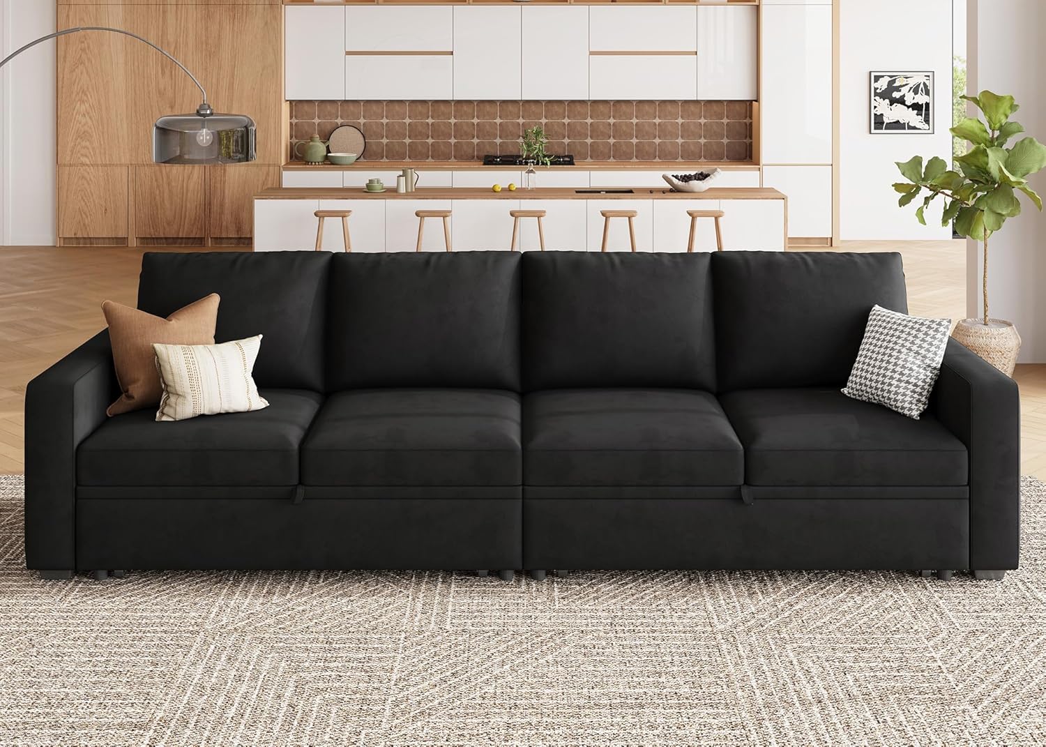HONBAY Modular Sectional Sleeper Sofa L Shaped Couch with Pull Out Bed