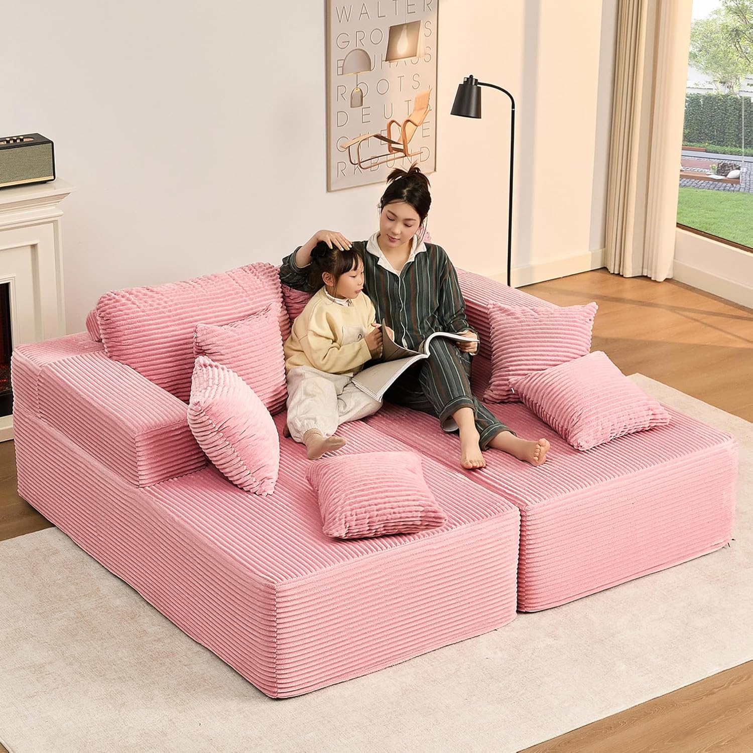 Afuson Boneless Sectional Sofa L Shape Deep Seat Cloud Couch Living Room