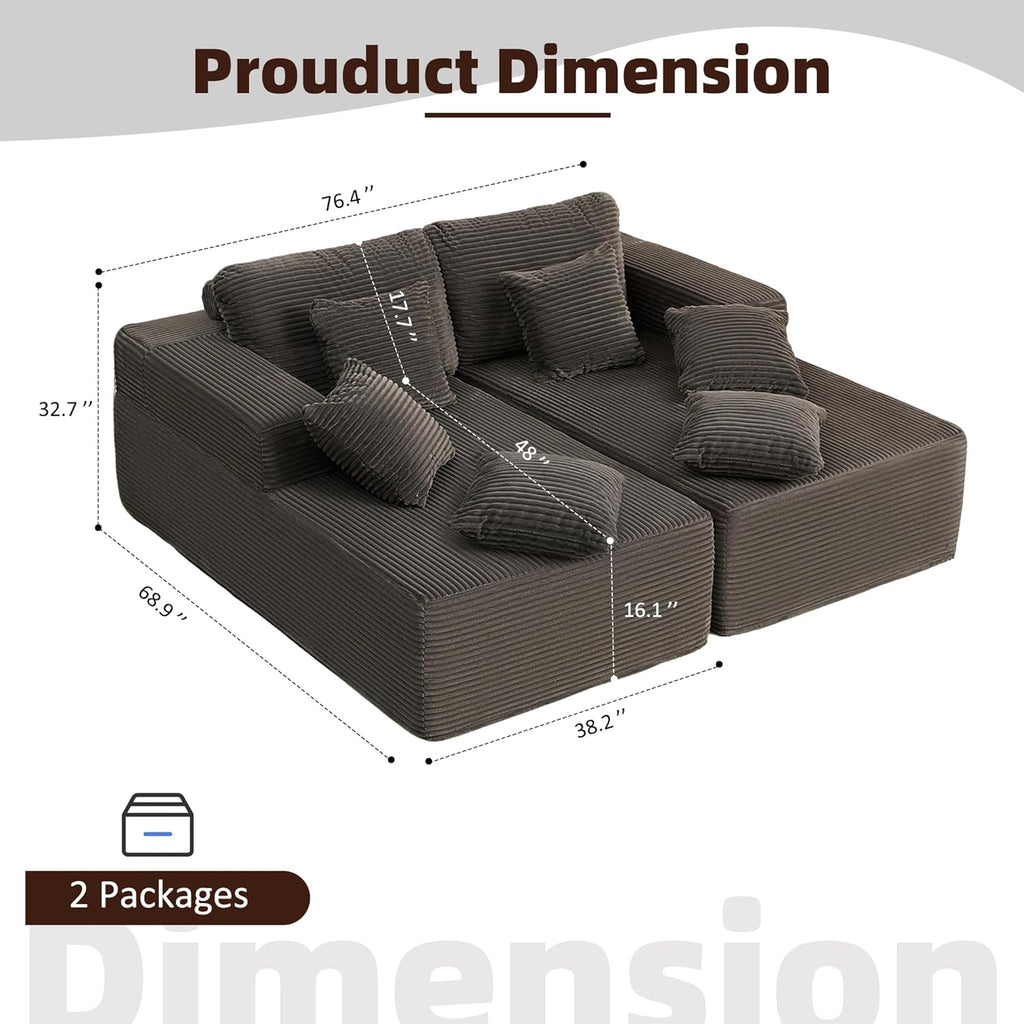 Afuson Boneless Sectional Sofa L Shape Deep Seat Cloud Couch Living Room