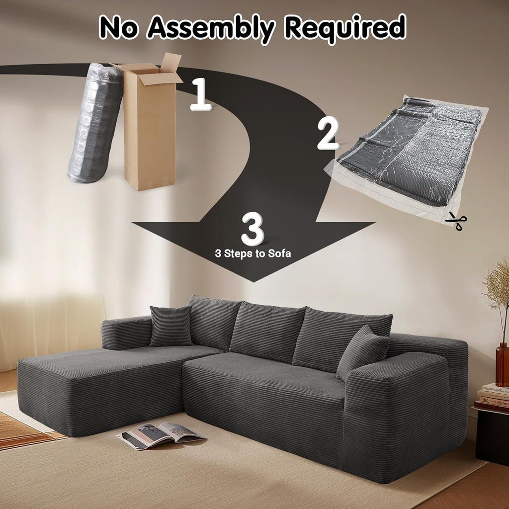 ovios Cloud Sectional Couch with L Shape Chaise Modern Modular Sofa