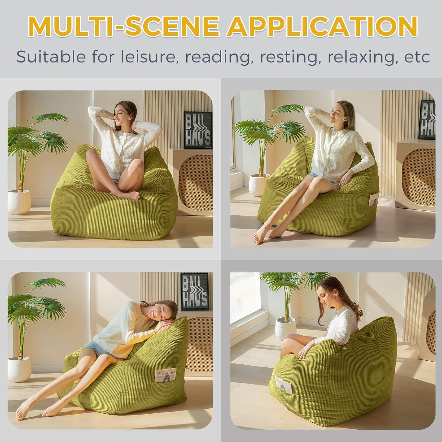 MAXYOYO Bean Bag Chair Floor Sofa with Handle and Pocket for Adults and Kids