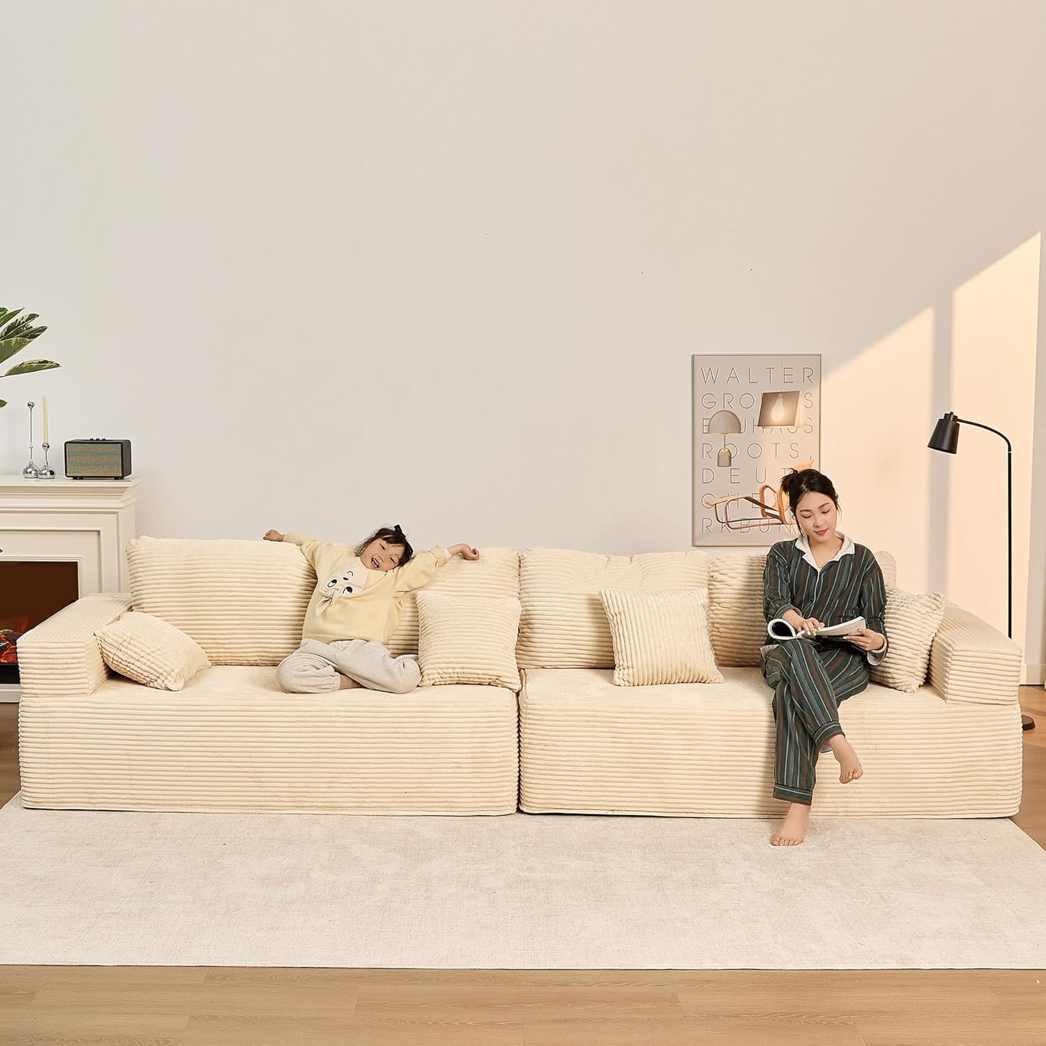Afuson Boneless Sectional Sofa L Shape Deep Seat Cloud Couch Living Room