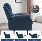 Sftaiyou Manual Rocker Recliner Chair Massage Fabric Overstuffed Soft Recliner