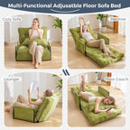 MAXYOYO Adjustable Floor Sofa Bed with Armrest Double Black Foldable Sleeper