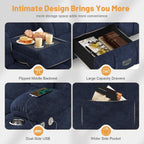 Dresegmt 3 Seat Loveseat Recliner Sofa Flip Middle Storage USB Ports Cup Holders