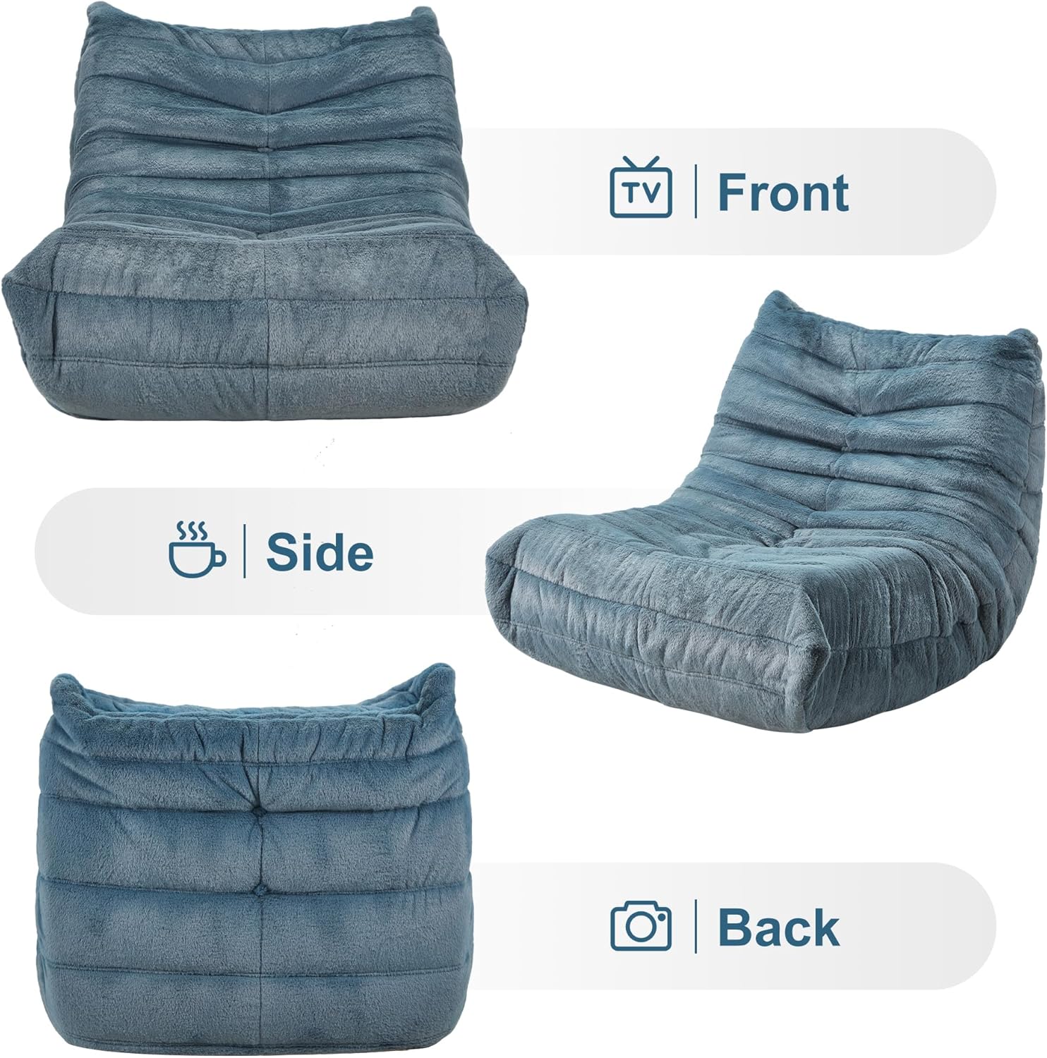 Hobestluk Giant Bean Bag Chair Memory Foam Faux Fur Sofa for Living Room