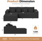 Luxanimarion Modular Sectional Sofa L Shape Deep Seat Cloud Couch Living Room