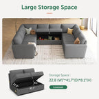 HONBAY Modular Sectional Sleeper Sofa L Shaped Couch with Pull Out Bed