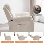 Sftaiyou Manual Rocker Recliner Chair Massage Fabric Overstuffed Soft Recliner