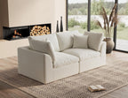 ohllob 110" Cloud Sectional Sofa L Shape Modular Couch with Ottoman 3 Seater