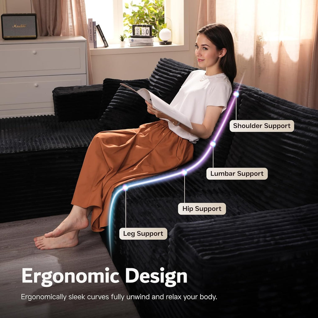 ovios Cloud Sectional Couch with L Shape Chaise Modern Modular Sofa