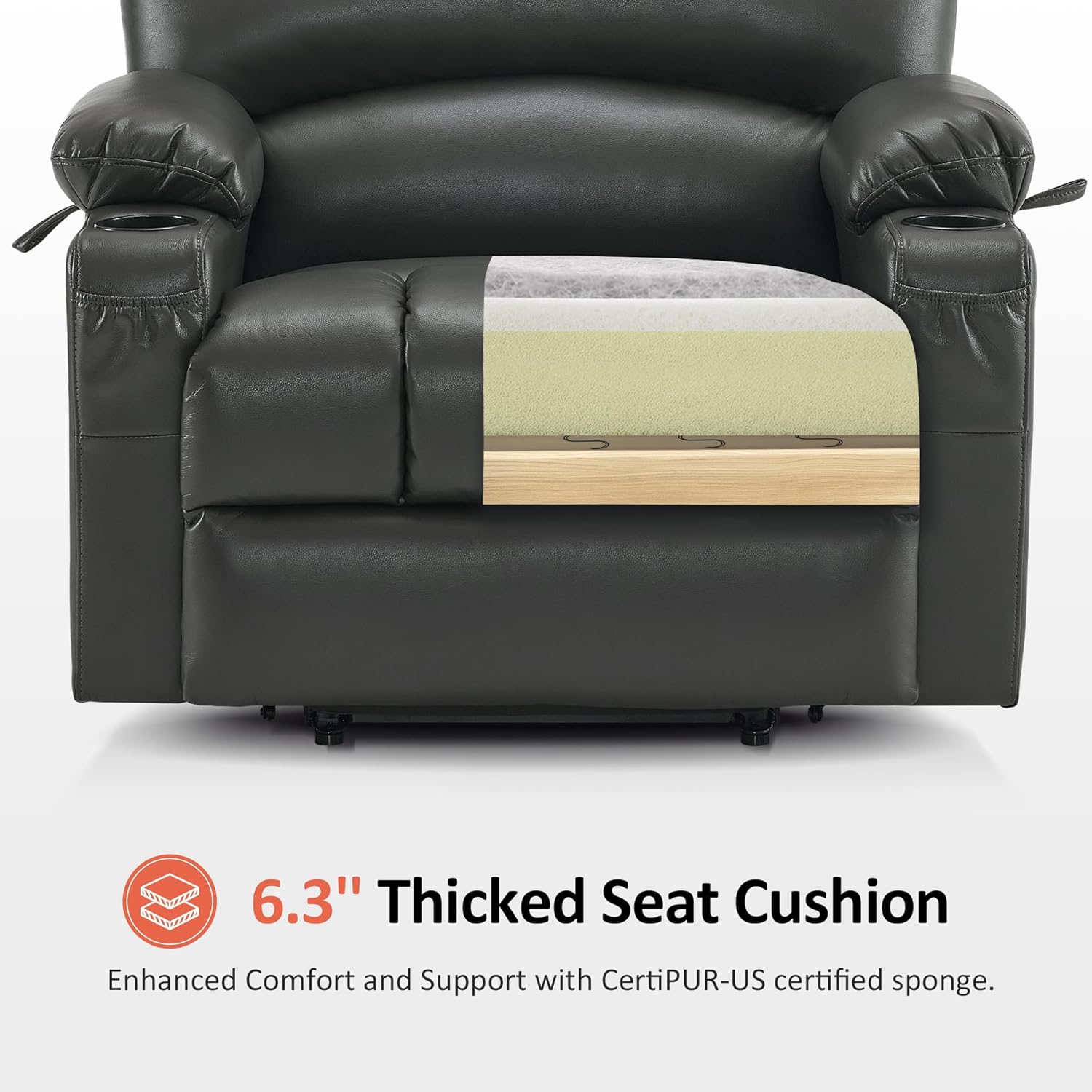 MCombo Power Lift Recliner Chair for Elderly with Heat Massage USB Cup Holders