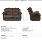 Lexicon Loveseat Recliner Double Sofa Manual Pull Tab Faux Leather Living Room