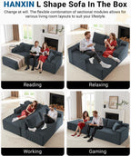 HANXIN Cloud Sectional Sofa L Shape Chaise Deep Seat Modular Living Room Couch